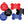 Load image into Gallery viewer, Front view of assorted municipal dog license tags showing white engraved city names and ID numbers on red, black and blue
