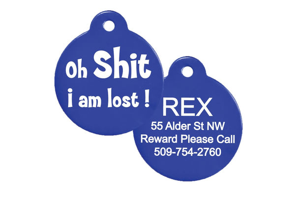 GoTags Oh Shit I'm Lost Dog Tags, Personalized Pet Tags Engraved with Name and ID