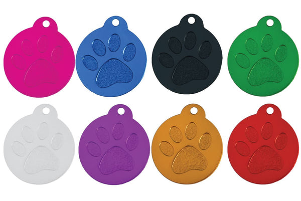 Glitter Paw Print Pet ID Tags in Stainless Steel