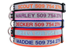 Personalized Reflective Dog Collar with Quick Release Buckle, Embroidered