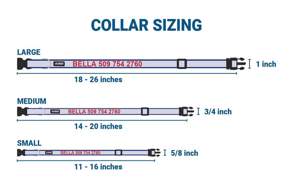 GoTags Personalized Reflective Dog Collar Size Guide