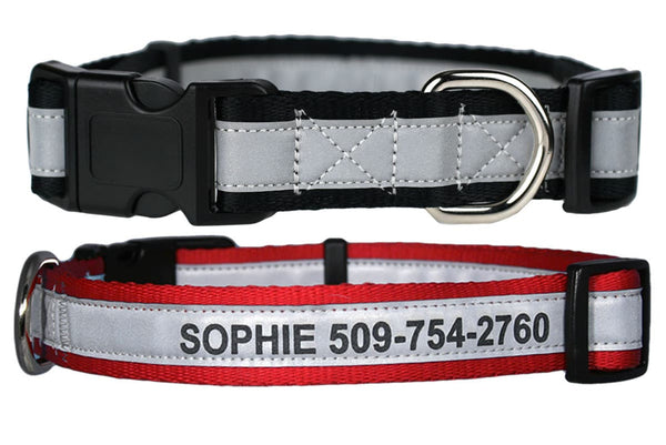 GoTags Personalized Reflective Dog Collars Engraved with Dog Name and Phone Number, Quick Release Dog Collar with Snap Buckle