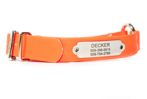 GoTags Personalized Waterproof Orange Hunting Dog Collar with Nameplate ID Tag Engraved