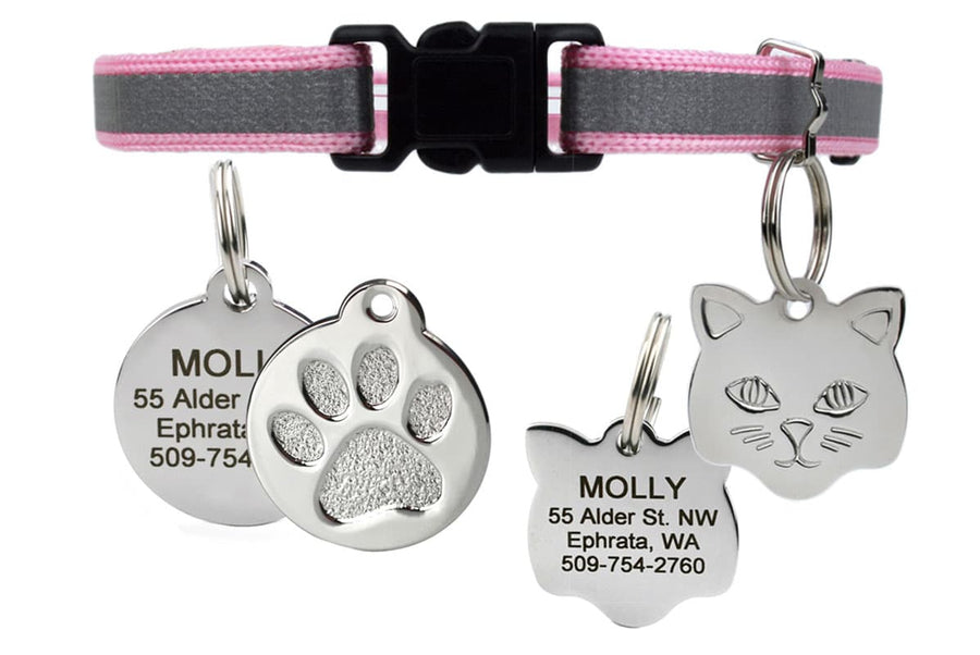 Cat Collars with Name Tags Reflective & Breakaway GoTags