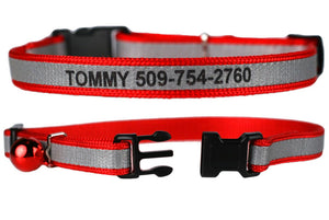 GoTags Personalized Cat Collar Engraved with Name and Phone Number, Reflective Breakaway Cat Collar with Bell