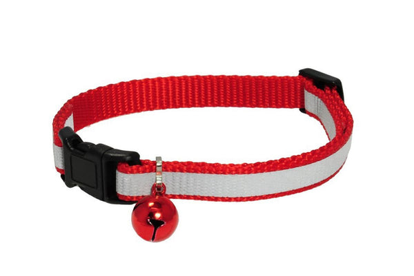 GoTags Red Reflective Cat Collar with Bell, Breakaway Cat Collar