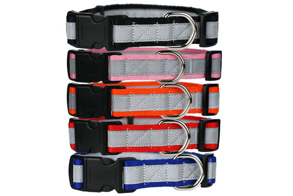 GoTags Nylon Reflective Dog Collar with Quick Release Snap Buckle