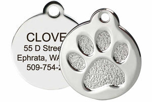 GoTags Paw Print Stainless Steel Pet ID Tag