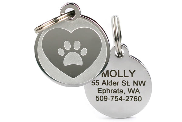 Heart & Paw Print Pet ID Tag