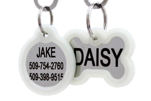IO Tags Pet ID Tags, Personalized Dog Tags and Cat Tags, Custom Engraved, Easy to Read, Cute Glitter Paw Pet Tag (Orange)